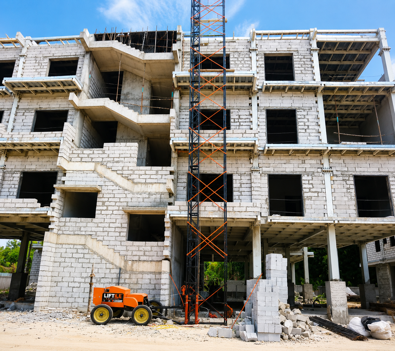 LTC Series mounted alongside multi-storey building — high-rise deployment