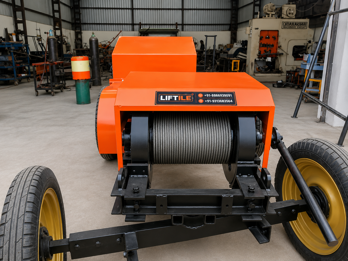 LTC Series winch drum with Usha Martin wire rope — factory close-up